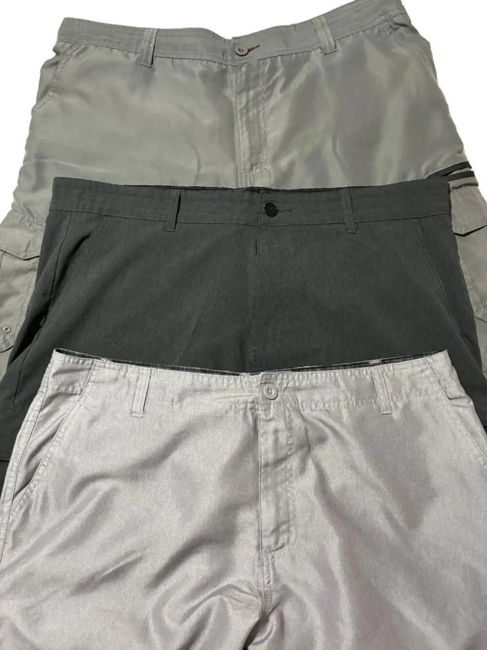 Lot of 3 Burnside Men's Hybrid Cargo Shorts Size 38 Black Gray Multi Pack Board